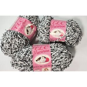 TLC Black White Yarn Skeins X 3 Macaroon Salt Pepper Polyester 115 yds ea.
